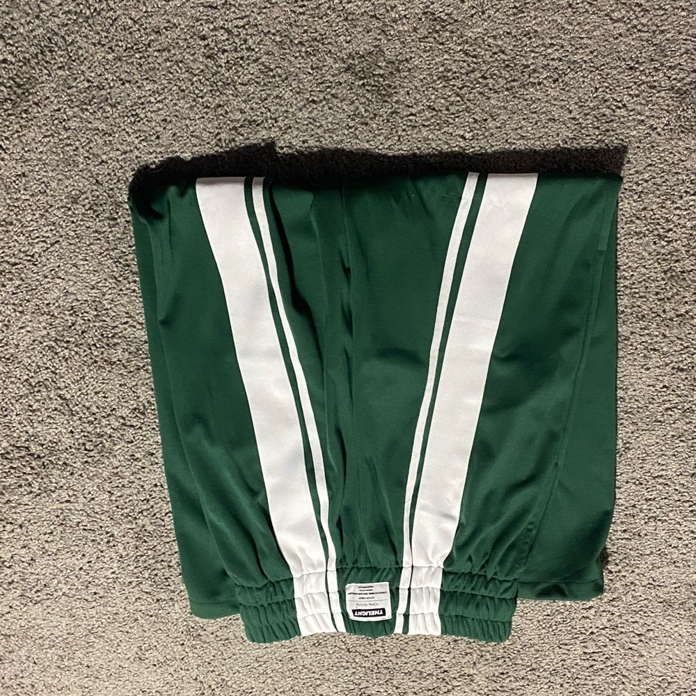 Fashion Nova Green and White Track Pants